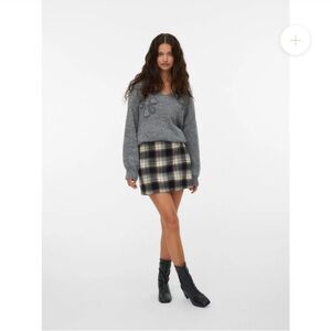 Vero Moda Plaid Wool-Blend Skirt
